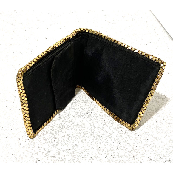 Vintage ladies wallet mid century golden metal mesh bifold coin pocket retro - Picture 2 of 7